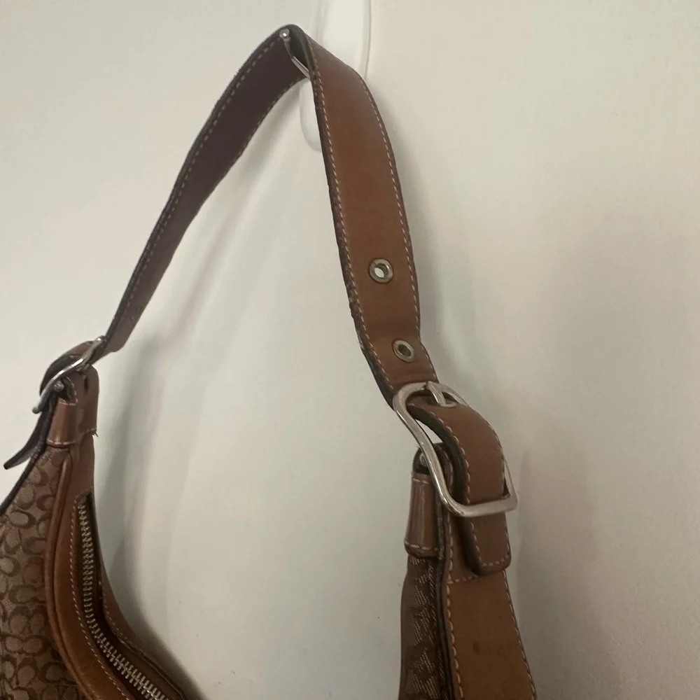 Vintage Y2K Coach Signature Hobo Shoulder Bag Brown Tan‎